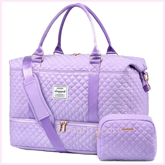 Travel Duffle Bag with Shoe Compartment and Toiletry Bag Water-Resistant Nylon